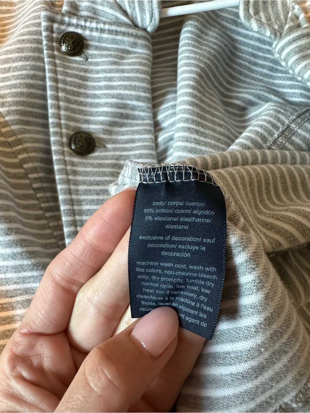Tommy Hilfiger Gray and White Striped Double-Breasted Knit Blazer - Picture 5 of 6